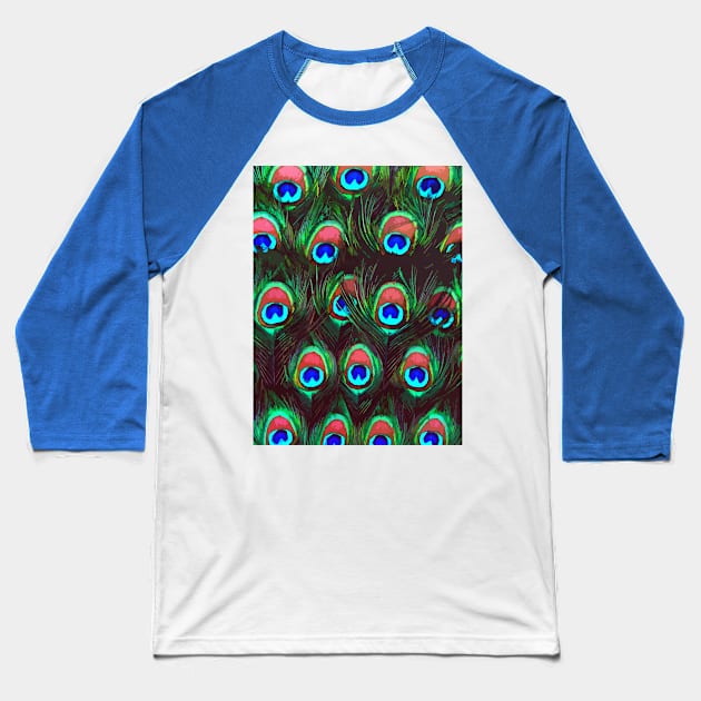 Peacock Feathers Baseball T-Shirt by Animilustration